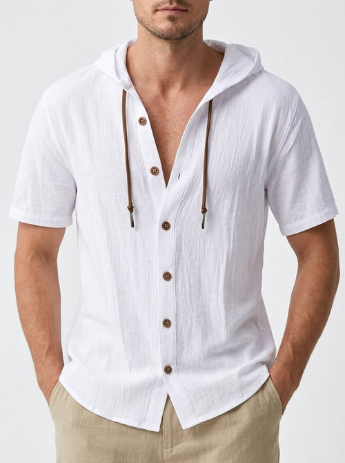 COVE Linen Hoodie Shirt - White